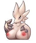  4_fingers 5:6 absurd_res alpha_channel anthro areola blue_eyes breasts bust_portrait fan_character female fingers generation_5_pokemon hand_on_breast hi_res legendary_pokemon nintendo nipples nude pink_areola pink_nipples pokemon pokemon_(species) portrait reshiram simple_background solo theusualbunny transparent_background unnamed_character_(ballad) white_body white_breasts 
