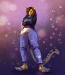  4_toes anthro arven92_(artist) barefoot brown_hair cheetah clothed clothing confident feet felid feline female fully_clothed hair hi_res jacket mammal plantigrade solo tempest_cheetah toes topwear white_toes 