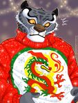  2022 3:4 4_fingers anthro asian_mythology biped brown_nose christmas christmas_clothing christmas_sweater christmas_topwear clothed clothing digital_drawing_(artwork) digital_media_(artwork) dragon dreamworks east_asian_mythology eastern_dragon felid fingers fur grey_body grey_fur holidays kung_fu_panda looking_down male mammal mythology pantherine psychedelic-lemur signature snow_leopard solo sweater tai_lung_(kung_fu_panda) topwear underbite whiskers yellow_sclera 