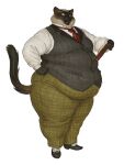  2022 anthro belly big_belly bottomwear cettus clipboard clothed clothing domestic_cat dress_shirt felid feline felis footwear hand_on_hip hi_res male mammal moobs necktie obese obese_anthro obese_male open_mouth open_smile overweight overweight_anthro overweight_male pants shirt shoes siamese simple_background smile solo topwear vest white_background 