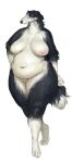  2022 anthro belly black_body black_fur borzoi breasts canid canine canis cettus domestic_dog female fur hand_on_hip hi_res hunting_dog klara_morozova mammal nude overweight overweight_anthro overweight_female sighthound simple_background solo walking white_background white_body white_fur 