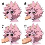  1:1 ashido_mina big_penis black_sclera blush bodily_fluids fellatio female genitals hair hi_res horn horned_humanoid human humanoid male male/female mammal my_hero_academia oral penile penis pink_body pink_hair pink_skin sex shoganight simple_background small_penis solo tears variations white_background 