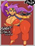  3:4 big_breasts breasts cleavage clothed clothing ear_piercing ear_ring female genie hair hi_res huge_breasts humanoid humanoid_pointy_ears jyto not_furry piercing purple_hair ring_piercing shantae shantae_(series) smile solo wayforward 