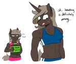  abs anthro bodily_fluids clothing earth_pony equid equine fan_character hasbro horn horse mammal muscular muscular_anthro my_little_pony parch_well_(oc) pony redxbacon security_bloom_(oc) sibling simple_background sister sisters sweat sweatdrop unicorn white_background 