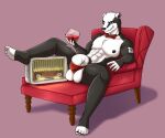  alcohol anthro badger balls beverage big_balls big_penis black_nipples bow_tie bulge chaise_lounge clothing genitals glass hi_res male mammal muscular mustelid musteline nipples penis pubes radio ricardo rxttenmind solo tattoo thong underwear wine 