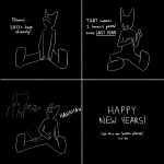  1:1 4_panel_comic ambiguous_gender anthro asking asking_self base_two_layout black_and_white black_background comic dialogue disappointed english_text eyeless four_frame_grid four_frame_image grid_layout hapromeen hi_res holidays humor laugh line_art looking_at_viewer monochrome new_year new_year_2023 pained_expression question questioning_tone regular_grid_layout scalie simple_background simplistic sitting sitting_on_ground solo talking_to_self text text_emphasis two_row_layout underline white_line_art yes-no_question 