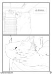  anthro bear beastars brown_bear canid canine canis comic duo english_text hi_res legoshi_(beastars) male male/male mammal riz_(beastars) sleeping terrethemageslayer text under_covers ursine wolf 