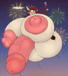  2022 absurd_res anthro areola badgerben balls balls_expansion big_balls big_breasts big_penis biped breast_expansion breasts brown_hair deer dialogue english_text erection expansion fireworks genital_expansion genitals glans gynomorph hair hi_res holding_glass holding_object holidays huge_balls huge_breasts huge_nipples huge_penis humanoid_genitalia humanoid_penis hyper hyper_balls hyper_breasts hyper_genitalia hyper_nipples hyper_penis intersex looking_at_self mammal new_year nipples nude open_mouth penis penis_expansion solo speech_bubble text year 