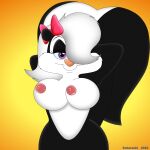  2_phut_hon accessory anthro bouncing_breasts bow_ribbon breasts female fifi_la_fume first_person_view hair_accessory hair_bow hair_ribbon hi_res looking_at_viewer mammal me!me!me! mephitid nipples ribbons skunk solo subarashi tiny_toon_adventures warner_brothers 