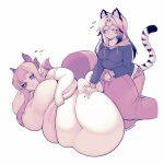  animal_humanoid belly belly_rub big_belly big_breasts big_butt breasts butt cakecatboy dialogue dragon dragon_humanoid duo eyes_closed felid felid_humanoid female freya_(cowszers) hi_res horn horned_humanoid huge_breasts huge_butt huge_thighs humanoid kiera_(cowszers) lying mammal mammal_humanoid navel obese obese_female obese_humanoid on_side overweight overweight_female overweight_humanoid pantherine pantherine_humanoid signature simple_background smile text thick_thighs tiger_humanoid tired 