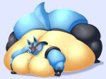  anime_eyes anthro ass_up belly belly_on_ground belly_overhang big_belly big_butt black_body bloated blue_body blush bodily_fluids butt cheek_bulge cute_expression generation_4_pokemon hi_res huge_butt huge_hips huge_thighs hyper hyper_belly lucario lying male moobs morbidly_obese morbidly_obese_anthro multicolored_body nintendo nude obese obese_anthro obese_male on_front on_ground one_eye_closed overweight overweight_anthro overweight_male pokemon pokemon_(species) presenting presenting_hindquarters raised_tail red_eyes senakun0530 smile solo sweat sweaty_face tail thick_thighs yellow_body 