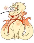  &lt;3 anthro big_breasts blonde_hair breasts canid canine clothed clothing ear_piercing female generation_1_pokemon hair hi_res lewdchuu_(artist) lips mammal multi_tail ninetales nintendo orange_eyes piercing pokemon pokemon_(species) riding_crop solo tail tattoo whip yellow_body 