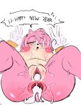  2023 absurd_res amy_rose anthro anus blush bodily_fluids breasts cum cum_in_ass cum_in_pussy cum_inside cum_on_face english_text eulipotyphlan female gaping gaping_anus gaping_pussy genital_fluids genitals hedgehog hi_res mammal new_year_2023 nipples pussy saurian_(artist) sega solo sonic_the_hedgehog_(series) text 