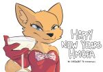 anthro blue_eyes canid canine container cup drinking_glass english_text female fox fur glass glass_container glass_cup hmofa holidays inner_ear_fluff mammal new_year orange_body orange_fur smile smiling_at_viewer solo text tuft unknown_artist wine_glass 