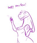  2020 4_fingers anthro breasts clothed clothing cobra english_text fangs female fingers hi_res holding_glass holding_object holidays keeshee looking_at_viewer ncs new_year open_mouth reaction_image reptile scalie snake snake_hood solo spots teeth text 