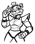  2022 4:5 4_fingers advos anthro bear black_and_white bow_tie bracelet breasts clothing crossgender curvy_figure cute_fangs digital_media_(artwork) ear_piercing ear_ring eyelashes female fingers five_nights_at_freddy&#039;s five_nights_at_freddy&#039;s:_security_breach glamrock_freddy_(fnaf) hand_on_hip hat headgear headwear hi_res hourglass_figure jewelry machine mammal monochrome mtf_crossgender one_eye_closed piercing ring_piercing robot scottgames simple_background solo spiked_bracelet spikes top_hat white_background wink 