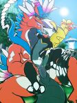  abdominal_bulge ancient_pokemon animal_genitalia anthro apex_build_koraidon bodily_fluids dragon drooling duo erection eyelashes feet female flat_chested forked_tongue french_kissing generation_8_pokemon generation_9_pokemon genital_slit genitals hi_res inteleon kissing koraidon larger_male legendary_pokemon lizard long_tail male male/female marble_(unshackled) muscular muscular_male narrowed_eyes nintendo nude outside paradox_pokemon penetration penile penile_penetration penis_in_pussy plant pokemon pokemon_(species) red_body red_scales reptile saliva saliva_string scales scalie size_difference sky slit smaller_female smaller_penetrated sun tail tail_coil tongue tongue_out tree unshackled vaginal vaginal_penetration yellow_eyelids 