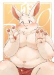  10_cosmo_24 2023 anthro asian_clothing belly blush clothing east_asian_clothing fundoshi hi_res japanese_clothing kemono lagomorph leporid male mammal moobs navel overweight overweight_male rabbit red_clothing red_fundoshi red_underwear solo underwear white_body 