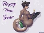  2022 4:3 alcohol anthro beverage big_butt black_clothing black_legwear black_stockings bottle butt champagne clothing container english_text girly hair hi_res legwear male mammal mostly_nude mr-shin mustelid otter river_otter shin_(mr-shin) sitting solo stockings text thick_thighs thigh_highs toeless_legwear toeless_stockings 