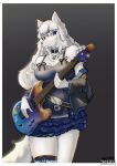  absurd_res anthro bass_guitar blue_eyes canid canine canis clothing dress female gfox404 guitar hi_res mammal musical_instrument plucked_string_instrument solo string_instrument wolf 