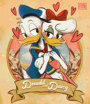  absurd_res anatid anseriform anthro arts avian bird blush daisy_duck disney donald_duck duck ducktales ducktales_(2017) duo embrace female hand_holding hi_res hug hugging_from_behind looking_at_another looking_pleasured love male male/female portrait smile 