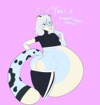  abdominal_bulge animated anthro belly big_belly big_butt butt butt_squish dialogue digestion_noises felid female hi_res hyper hyper_belly looking_at_viewer looking_back lowered_pants mammal monarchyvore pantherine rear_view short_playtime snow_leopard squish sweatpants vore 