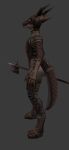  3d_(artwork) accessory animated anthro armor bodysuit boots breastplate brown_body brown_scales butt clothing digital_media_(artwork) digitigrade dtstat female fingerless_gloves flat_chested footwear furgonomics gloves greaves halberd handwear horn kobold leather leather_clothing leg_armor lizard low_poly melee_weapon polearm pupils reptile scales scalie short_playtime skinsuit slit_pupils solo story story_in_description tail_accessory tail_pouch tight_clothing toeless_boots toeless_footwear turntable_(animation) weapon wide_hips yattaba_(dtstat) yellow_eyes 