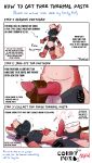  &lt;3 animal_genitalia animal_penis anthro bodily_fluids bowl canine_penis clothed clothing comic container cordy_fox cum cum_in_bowl cum_on_belly cum_on_body cum_on_self duo english_text erection excessive_cum excessive_genital_fluids exhausted exposed_stomach fluffy fluffy_tail fur genital_fluids genitals handjob hi_res how-to knot looking_pleasured lying machine male male/male on_back orange_body orange_fur orgasm orgasm_face partially_clothed penile penis protogen sex tail text x_eyes 