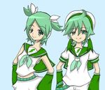  green_eyes green_hair kazamine_retsu kazamine_sen kazemine_retsu kazemine_sen lowres siblings twins twintails vocaloid 