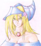  bare_shoulders black_magician_girl blonde_hair dark_magician_girl duel_monster green_eyes traditional_media yu-gi-oh! yuu-gi-ou yuu-gi-ou_duel_monsters 