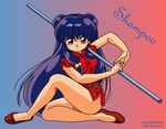  china_dress chinese_clothes dress legs long_hair miniskirt purple_hair qipao ranma_1/2 shampoo_(ranma_1/2) short_dress skirt smile staff thighs 