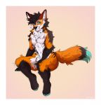  2019 animal_genitalia balls canid canine chest_tuft fox looking_at_viewer male mammal metriaus_(artist) navel nude sheath sitting solo tuft whiskers 