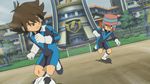  2boys animated animated_gif bodysuit gif handa_shin'ichi handa_shinichi hat inazuma_eleven inazuma_eleven_(series) lowres male male_focus matsuno_kuusuke multiple_boys orange_hair soccer tornado 