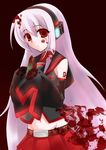  bad_id bad_pixiv_id blood detached_sleeves long_hair midriff nana_(nanashichi) naruto naruto_(series) sharingan silver_hair skirt solo sukone_tei utau very_long_hair vocaloid yandere 