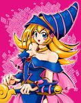  bare_shoulders black_magician_girl blonde_hair blue_eyes blush_stickers dark_magician_girl duel_monster yu-gi-oh! yuu-gi-ou yuu-gi-ou_duel_monsters 