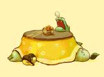  chikorita cyndaquil food fruit gen_2_pokemon kotatsu mandarin_orange mutton no_humans nose_bubble poke_ball pokemon pokemon_(creature) table totodile 