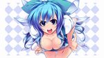  blue_hair breasts cirno cleavage dragonmaterial highres large_breasts looking_at_viewer older panties panty_pull solo touhou underwear wings 