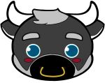  alpha_channel anthro black_body black_fur blue_eyes blush bovid bovine digital_media_(artwork) facial_piercing fur grim_the_bull hair headshot_portrait horn male mammal nose_piercing nose_ring piercing portrait ring_piercing simple_background solo toony transparent_background white_hair 