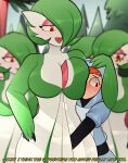  absurd_res anthro arkeus big_breasts blush bodily_fluids breasts dialogue embrace english_text female female_on_human gardevoir generation_3_pokemon green_body group grunt_(pokemon) hair hand_on_head hi_res hug human human_on_humanoid humanoid interspecies lips looking_at_another looking_away male male_on_humanoid mammal multicolored_body nintendo open_mouth orange_eyes orange_hair outside plasma_grunt pokemon pokemon_(species) pokephilia smile standing surrounded sweat team_plasma text white_body 