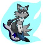  alpha_channel anthro blue_eyes canid canine clothed clothing digital_media_(artwork) extreme_gear eyewear eyewear_on_head fan_character fangs female footwear fox freckles fur glowing glowing_eyes goggles goggles_on_head grey_body grey_fur hair heccindaisy looking_at_viewer lyra_bluebell mammal sega simple_background smile solo sonic_riders sonic_the_hedgehog_(series) star tattoo teeth 