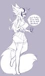  absurd_res anthro beverage big_breasts big_butt big_tail blue_and_white breasts bubble_tea butt butt_expansion canid canine dialogue english_text expansion eyes_closed female fox hair hi_res huge_tail mammal mazz_(mazzlerazz) mazzlerazz monochrome multicolored_hair simple_background smile solo speech_bubble standing text thick_thighs thigh_expansion 
