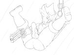  anthro balls boots butt cigar clothing cowboy_hat demon erection footwear genitals gremile_&#039;hotshot&#039; gun handgun hat headgear headwear hi_res imp jumping kings_of_hell male monochrome penis pistol ranged_weapon smoking solo spade_tail vigmarr weapon 