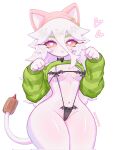  &lt;3 &lt;3_eyes anthro bikini breasts cattail_(pvz) chikomokii clothed clothing electronic_arts elemental_creature felid female flora_fauna fur hair hi_res mammal medium_breasts one-piece_swimsuit partially_clothed paw_pose pink_body pink_eyes pink_fur pink_hair plant plants_vs._zombies popcap_games pose skimpy skimpy_bikini small_breasts solo swimwear thick_thighs wide_hips 