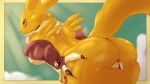  16:9 anthro anus bandai_namco blush bodily_fluids breasts butt butt_grab cheddarcat digimon digimon_(species) female genitals hand_on_butt hi_res looking_at_viewer looking_back pussy rear_view renamon simple_background solo spread_butt spreading sweat widescreen 