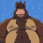 1:1 2022 anthro asinus belly big_belly brown_body brown_fur dippubear donkey equid equine fur hi_res male mammal moobs nipples overweight overweight_male solo 