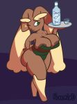  absurd_res alcohol anthro areola areola_slip beverage big_breasts big_butt breasts brown_areola bunny_costume butt cleavage cleavage_overflow clothed clothing costume female generation_4_pokemon hi_res huge_breasts huge_butt lopunny nintendo nokamiwd pokemon pokemon_(species) short_stack simple_background slightly_chubby slightly_chubby_female smile solo thick_thighs wide_hips 