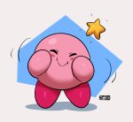  2022 ambiguous_gender blush blush_stickers eyes_closed front_view hi_res joaoppereiraus kirby kirby_(series) nintendo pink_body round_body smile solo star waddling_head 