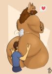  &lt;3 anthro big_butt brown_body brown_fur brown_hair butt butt_smother canid canine canis clothed clothing crossed_arms domestic_dog duo face_in_ass facial_tuft fur hair head_tuft hi_res human human_on_anthro humanoid_hands interspecies larger_anthro larger_male looking_at_another looking_back male male/male mammal nails nude open_mouth shirt size_difference smile smothering tail tail_motion tailwag talidrawing thick_thighs topwear tuft 