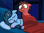  &lt;3 2022 4:3 animated banned_from_equestria bed bedroom big_brian blue_body blue_hair blush brown_hair canon_x_oc daww digital_media_(artwork) duo earth_pony equid equine eyes_closed female feral freckles furniture hair hasbro horn horse inside kissing_cheek lying male male/female mammal misty_(g5) mlp_g5 my_little_pony pixel_(artwork) pixel_animation pony red_body short_playtime sluttershy smile solo_focus under_covers unicorn 