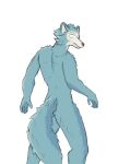  aipluvid anthro beastars canid canine canis fur grey_body grey_fur legoshi_(beastars) male mammal rear_view solo wolf 